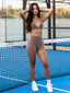 Brown Deep V Short Set