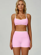 Pink Cross Back Short Set