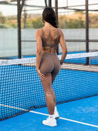 Brown Deep V Short Set