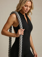 Black Half Zip Jumpsuit