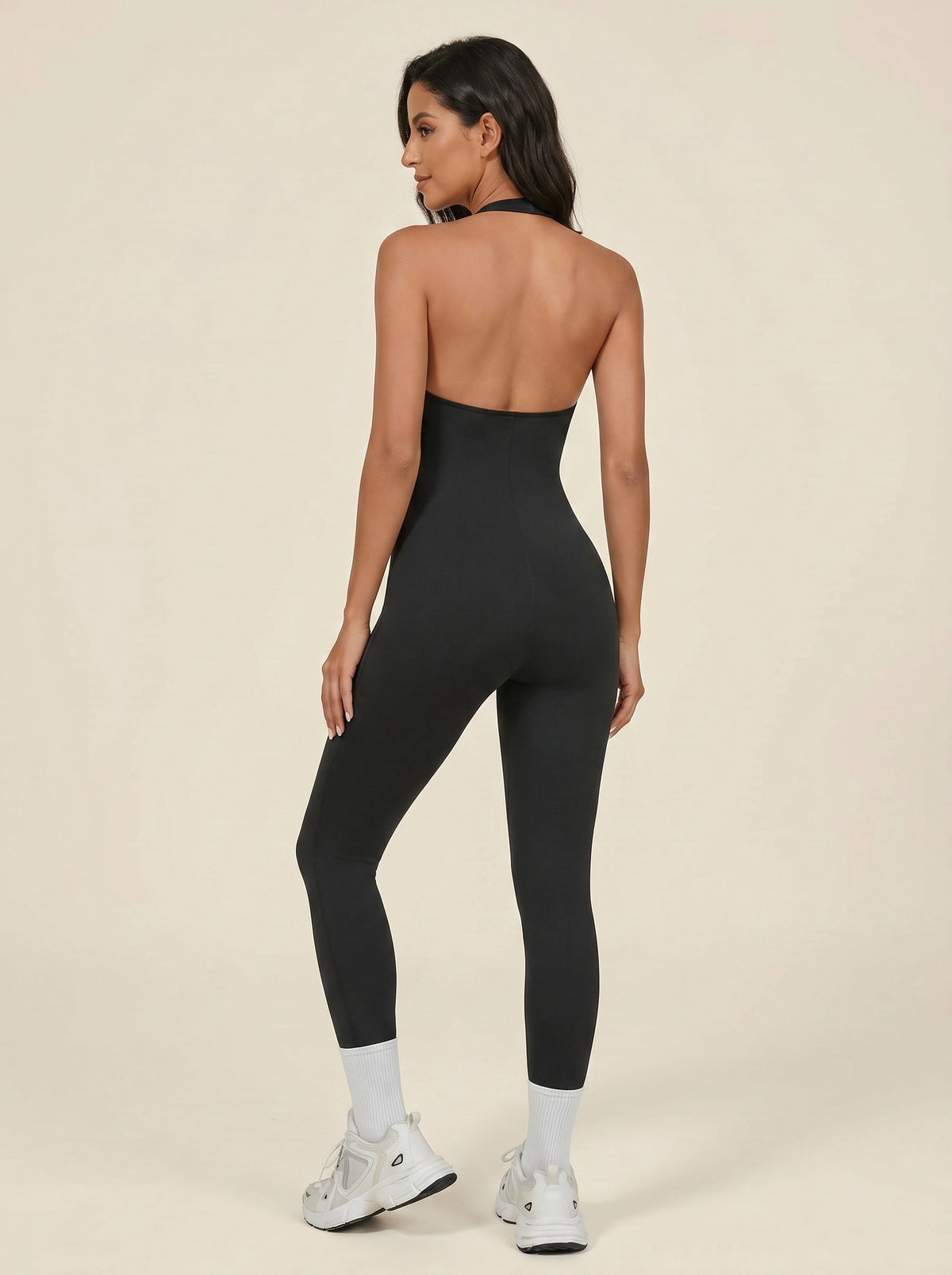 MaternaFit Halter-Neck Jumpsuit - Black - image 1
