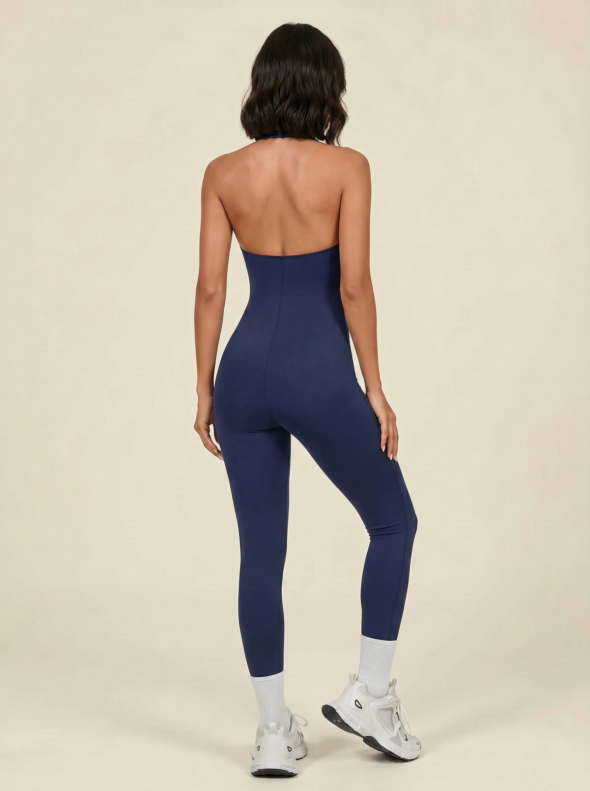 MaternaFit Halter-Neck Jumpsuit - Dark Blue - image 6