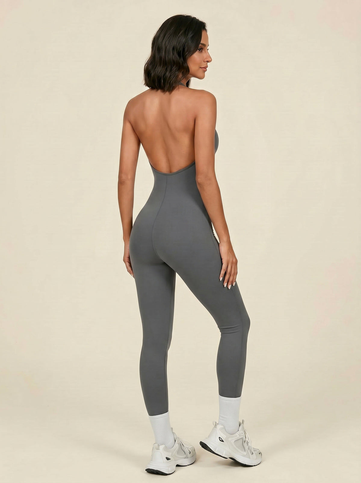 MaternaFit Halter-Neck Jumpsuit - Grey - image 9