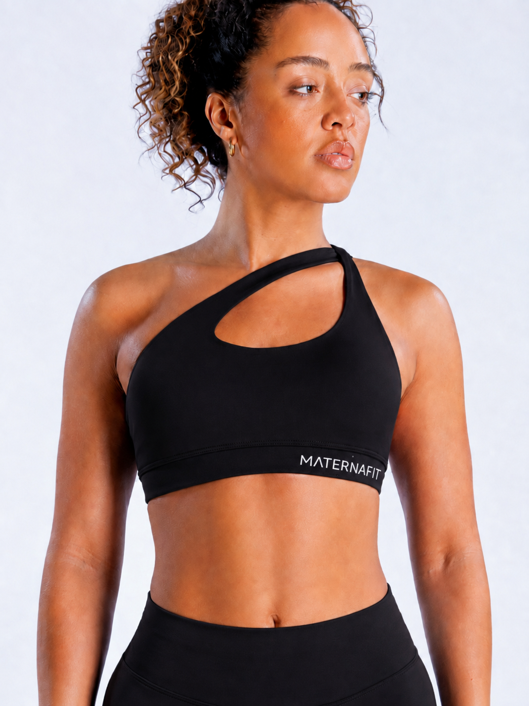 MaternaFit One-Shoulder Sports Bra - Black - image 3
