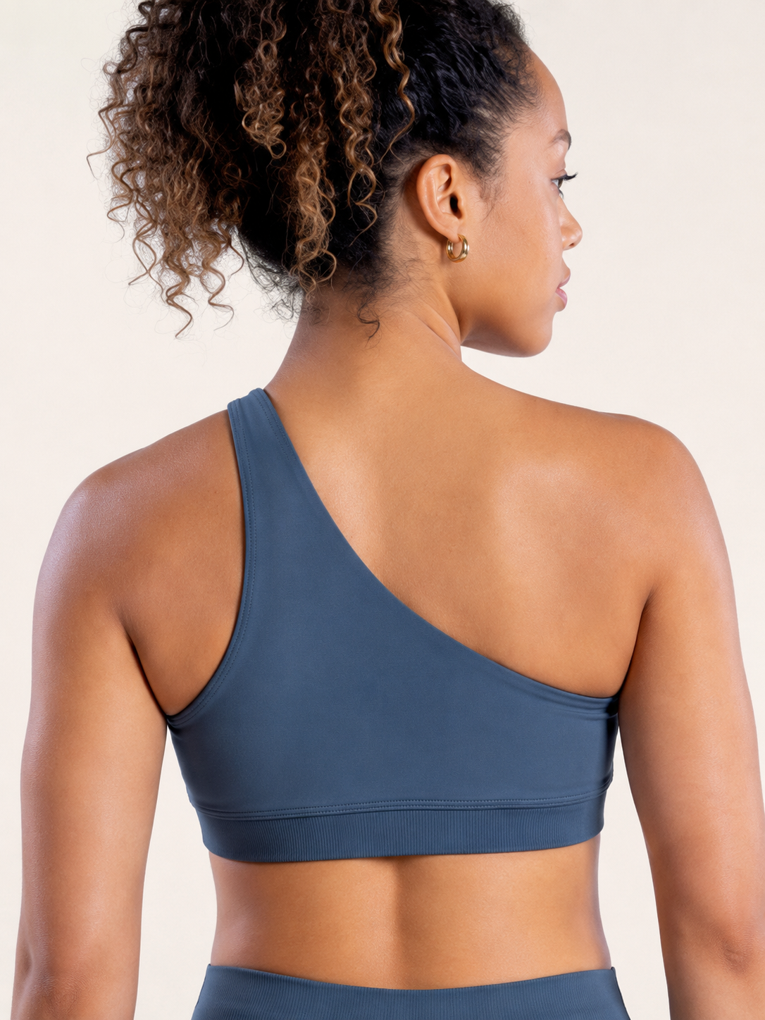 MaternaFit One-Shoulder Sports Bra - Grey Blue - image 4