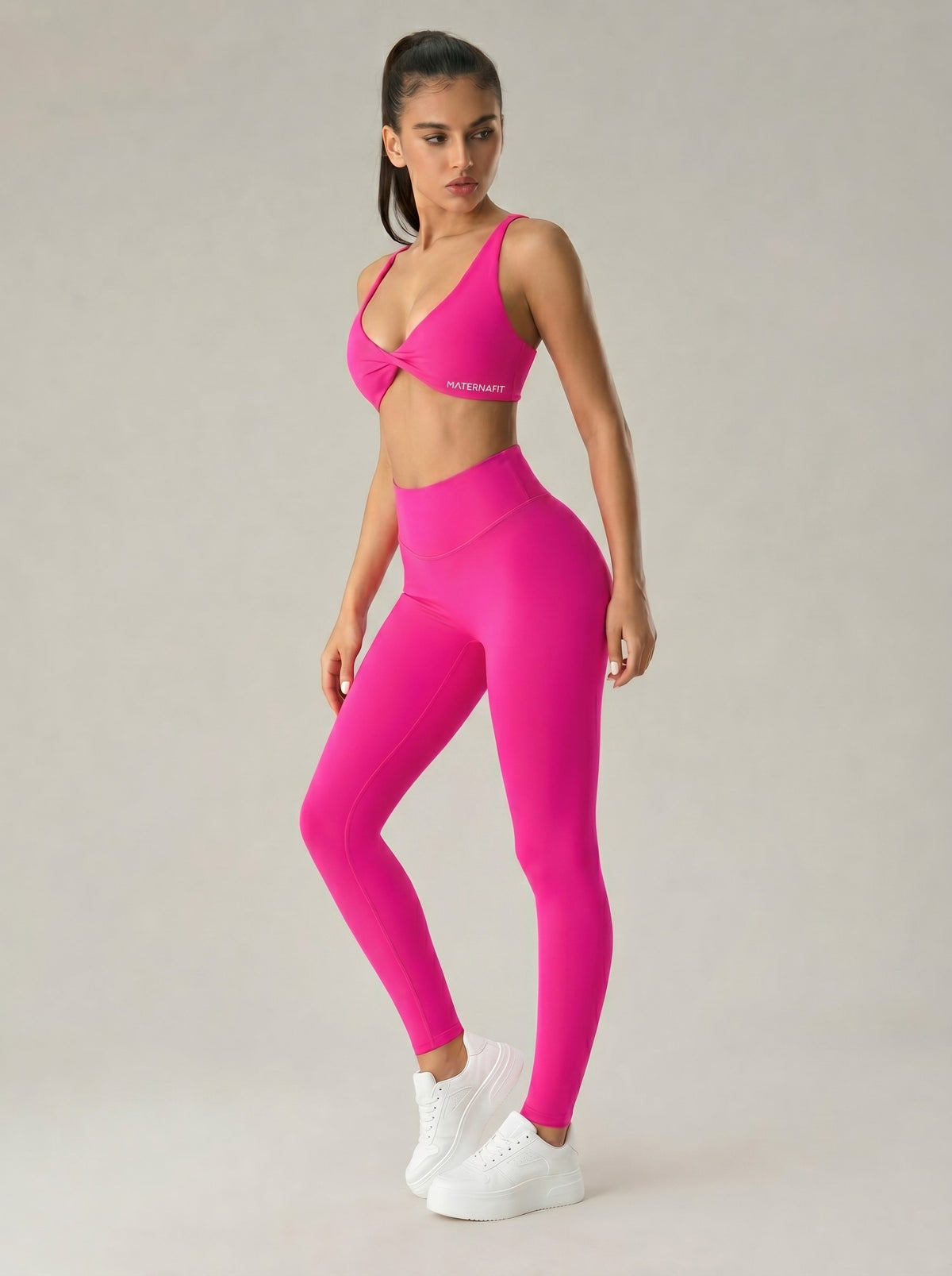 MaternaFit Scrunch Yoga Leggings - Pink - image 6