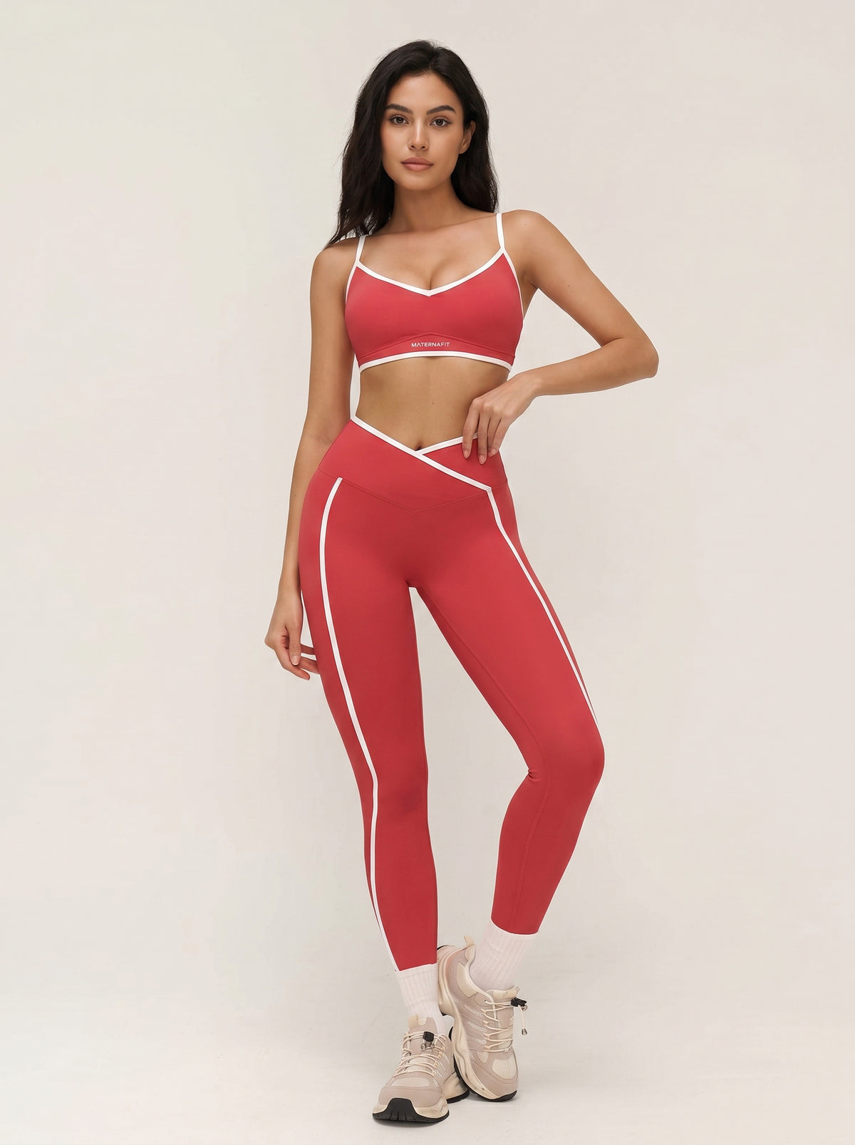 MaternaFit V-Waist Leggings - Red - image 6