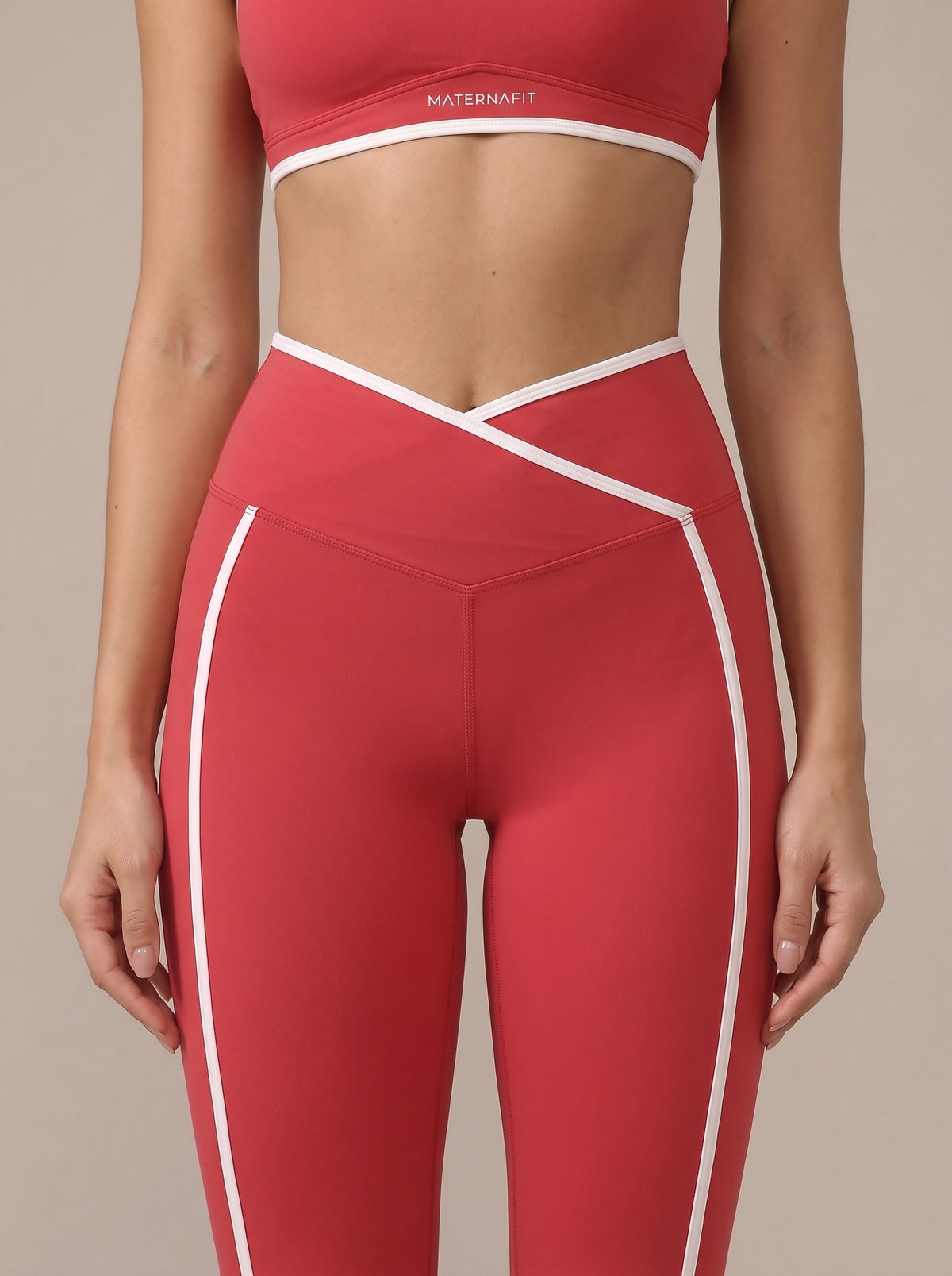 MaternaFit V-Waist Leggings - Red - image 7