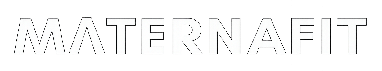Logo of Maternafit with a white outline on a black background
