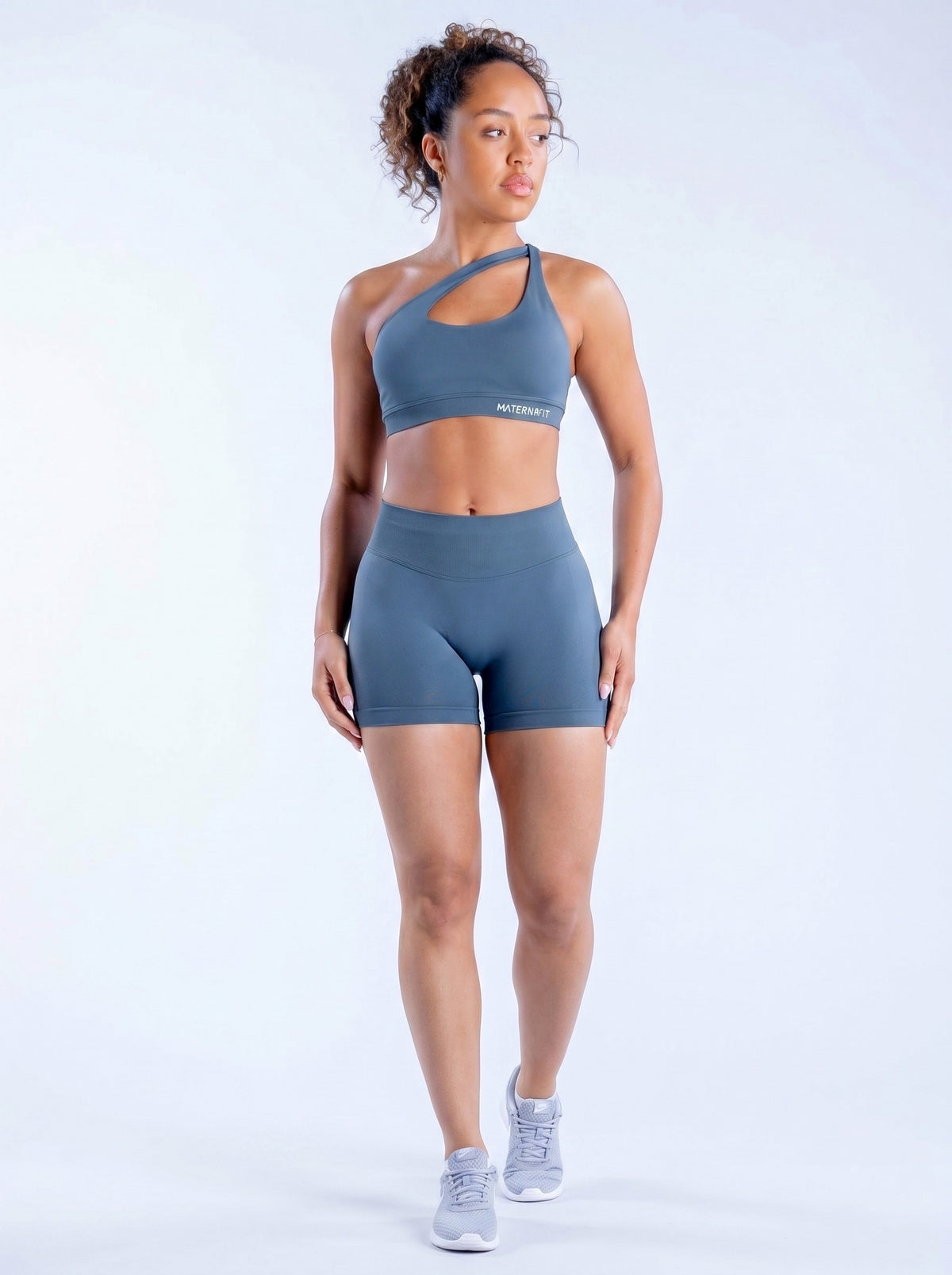 MaternaFit Scrunch Sculpt Shorts - Grey Blue - image 4