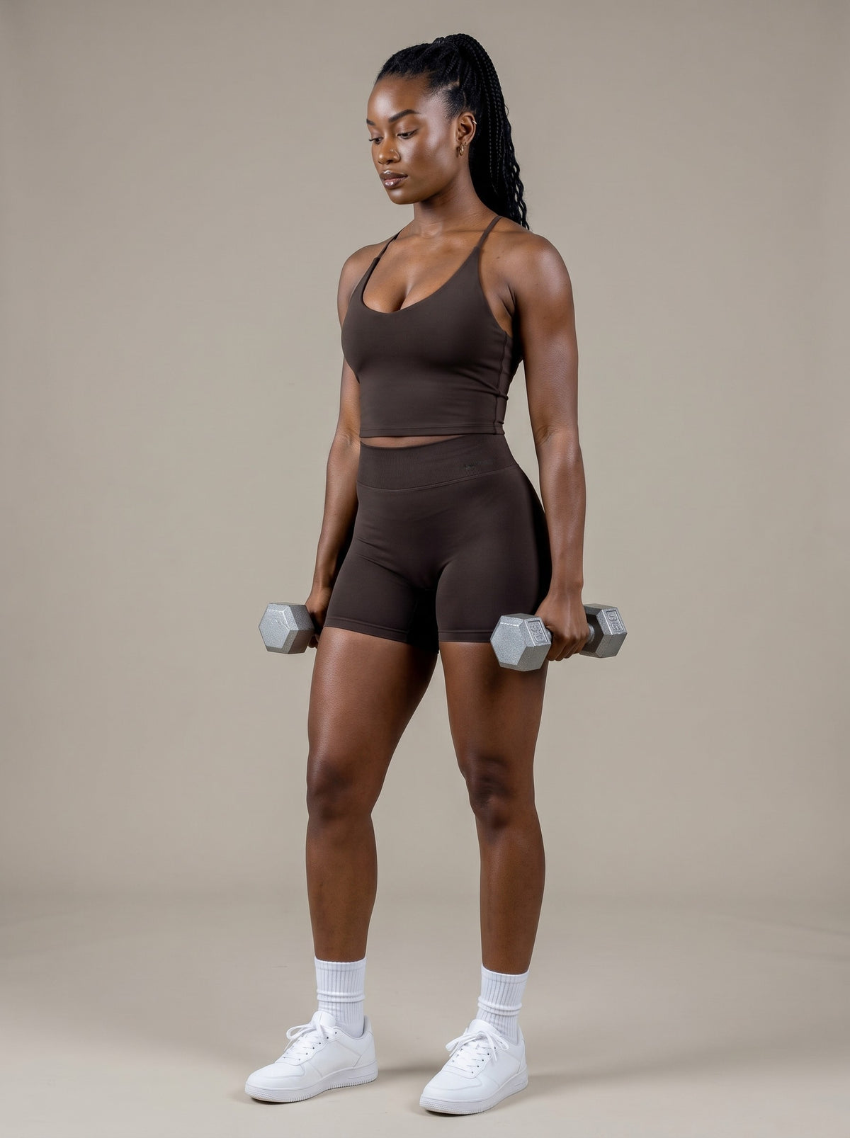 MaternaFit EMPOWER Scrunch Lift Shorts - Cocoa - image 2